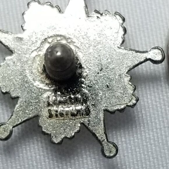 Vintage Grange Hall Five Pointed Star Wheat Lapel Pin Silver Tone Blue Enamel - Picture 4 of 7